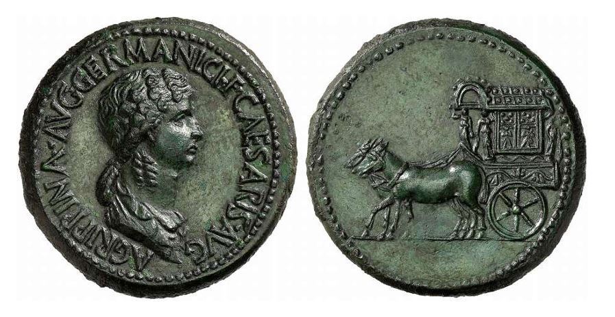 Gedenkmünze Kaiser Neros für seine verstorbene Mutter Agrippina die Jüngere